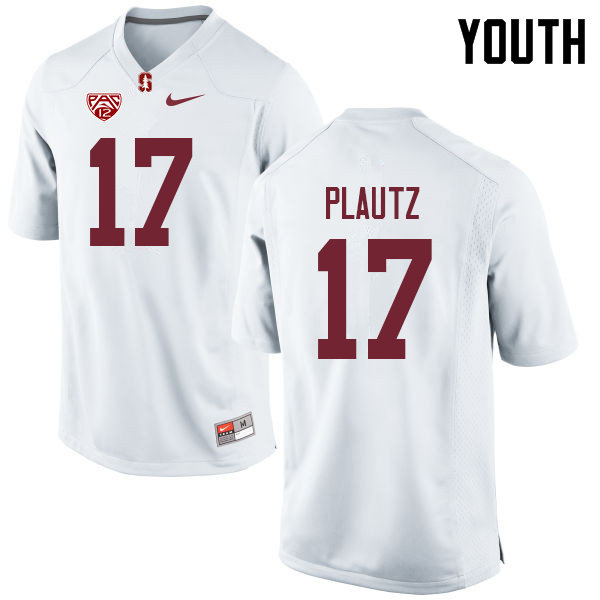 Youth #17 Dylan Plautz Stanford Cardinal College Football Jerseys Sale-White - Click Image to Close